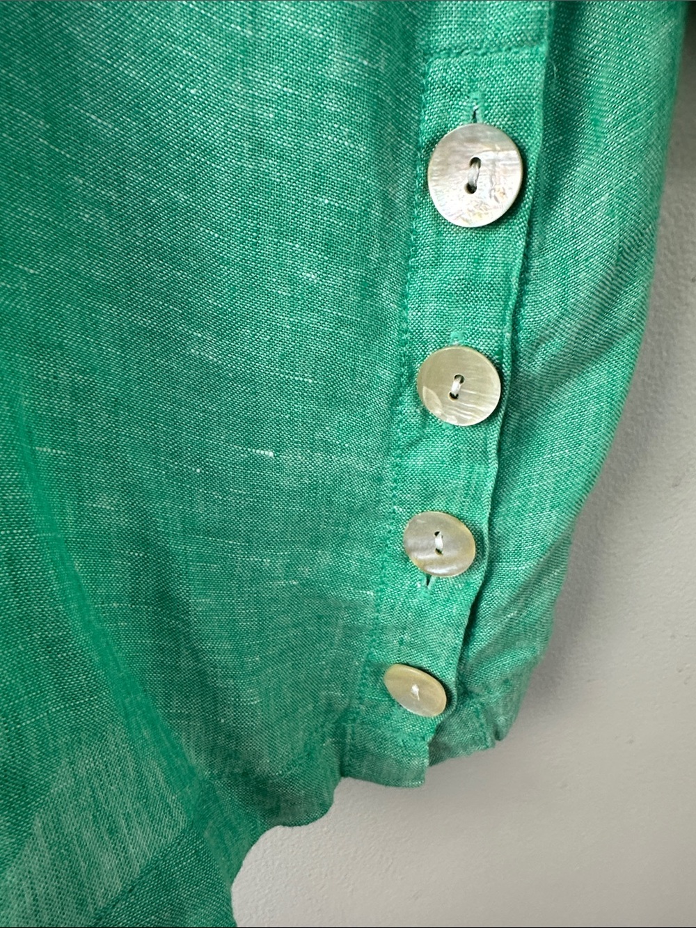 Tahari Seafoam Green Linen Split-Neck Relaxed Fit Tunic NEW! - Picture 7 of 8